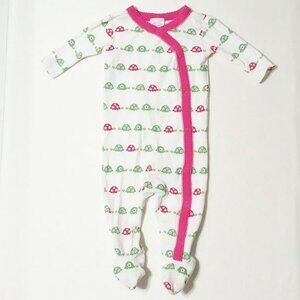 0-3M Gymboree Footed One Piece Pajamas Pink Green Turtles